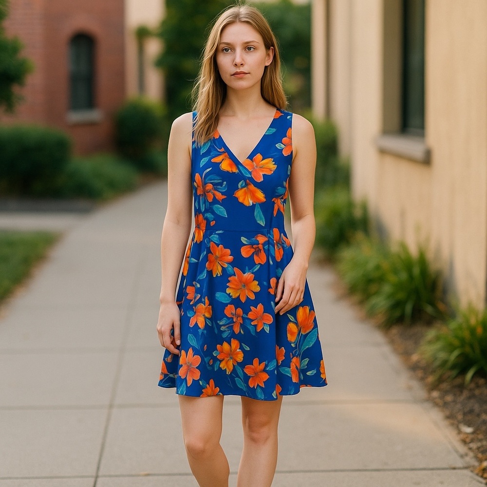NWOT Floral Sleeveless Lined Dress - Picture 1 of 9